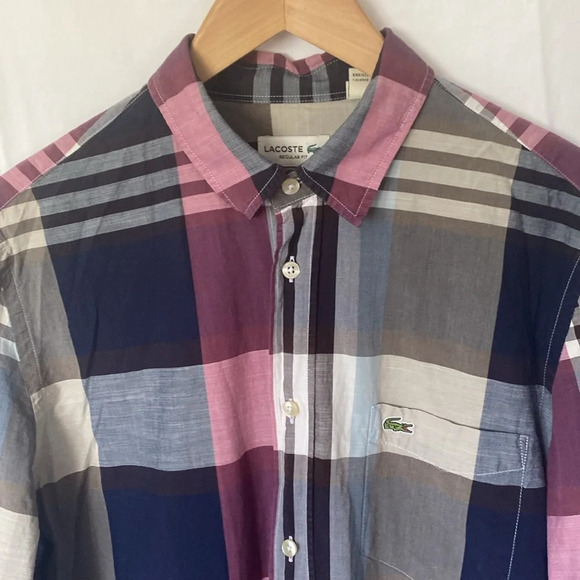 Lacoste Button Up Long Sleeve Shirt Size 41, M/L US - Picture 2 of 8